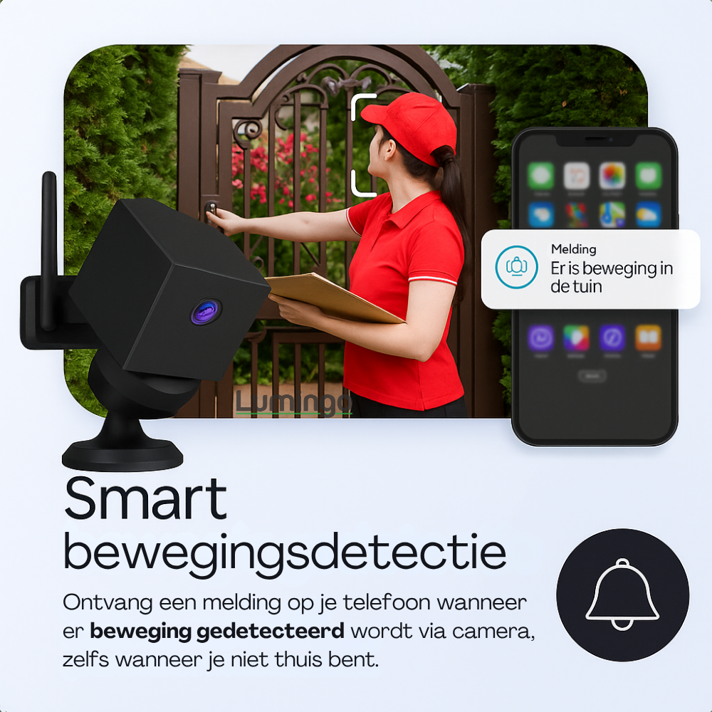 SafeCam Pro Draadloze Beveiligingscamera met Zonnepaneel – 24/7 Slimme Beveiliging in 3K HD