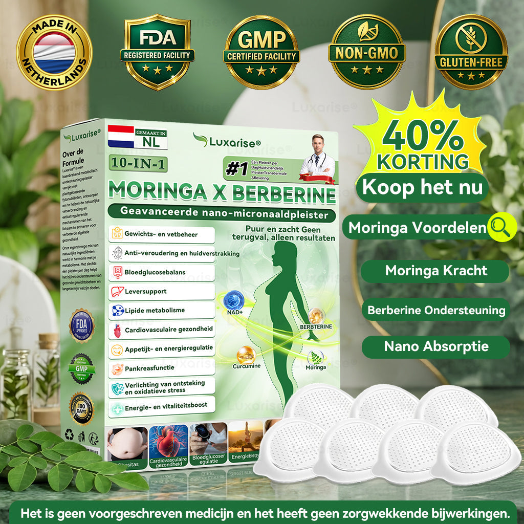 Moringa X Berberine Nano-Micronaaldpleister – Slim Afvallen & Energieboost in Één Pleister