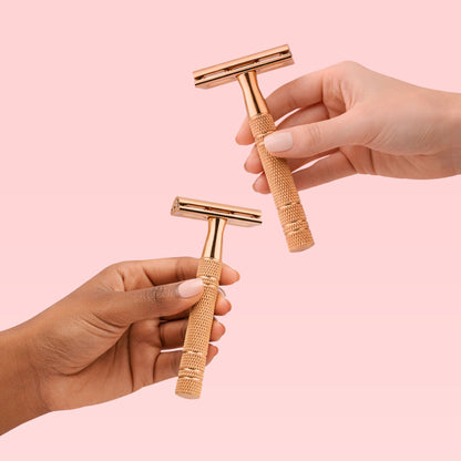 Premium RoseGold Veiligheidsscheermes - Tijdelijk 10 reservemesjes Gratis