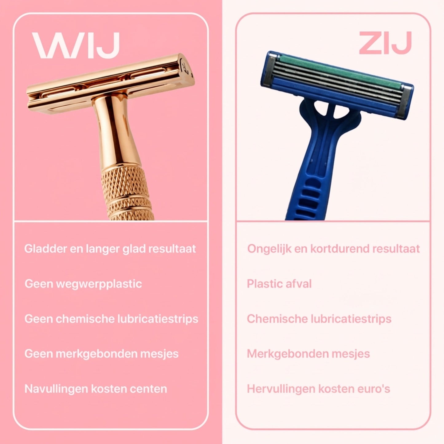 Premium RoseGold Veiligheidsscheermes - Tijdelijk 10 reservemesjes Gratis