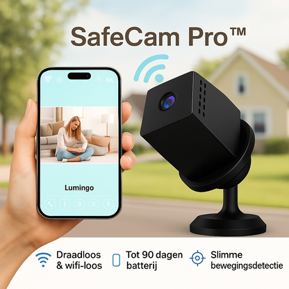 SafeCam Pro Draadloze Beveiligingscamera met Zonnepaneel – 24/7 Slimme Beveiliging in 3K HD