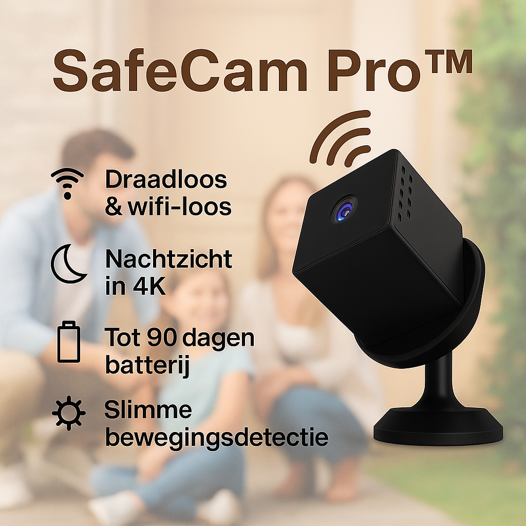 SafeCam Pro Draadloze Beveiligingscamera met Zonnepaneel – 24/7 Slimme Beveiliging in 3K HD