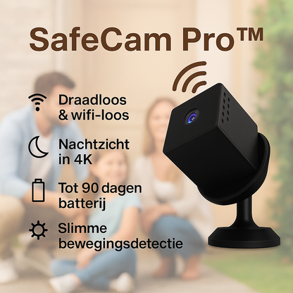 SafeCam Pro Draadloze Beveiligingscamera met Zonnepaneel – 24/7 Slimme Beveiliging in 3K HD