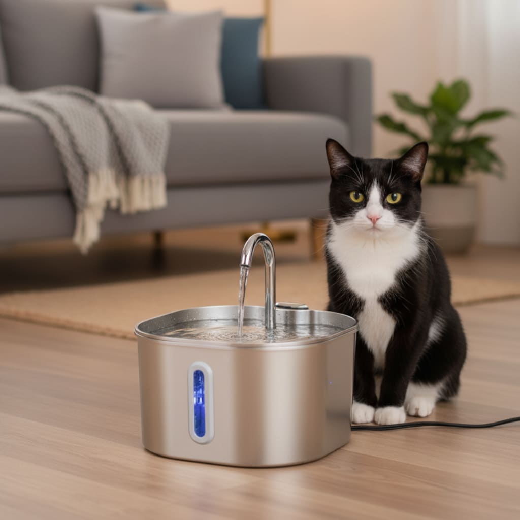 Premium Katten Drinkfontein van RVS – Stil, Hygiënisch & Gezond Drinken