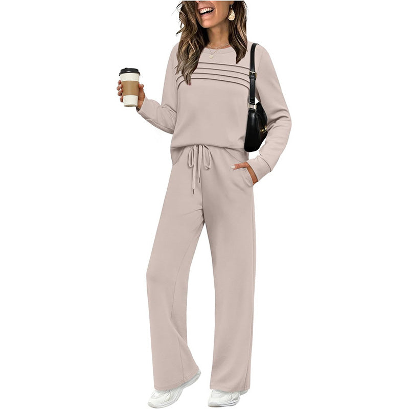 Lisa | Dames Comfort Set met Ronde Hals & Trekkoordbroek – Tijdloos, Zacht & Veelzijdig