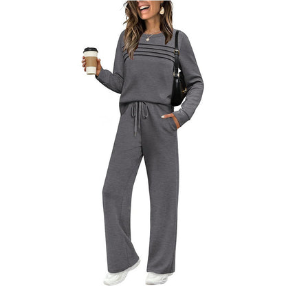 Lisa | Dames Comfort Set met Ronde Hals & Trekkoordbroek – Tijdloos, Zacht & Veelzijdig