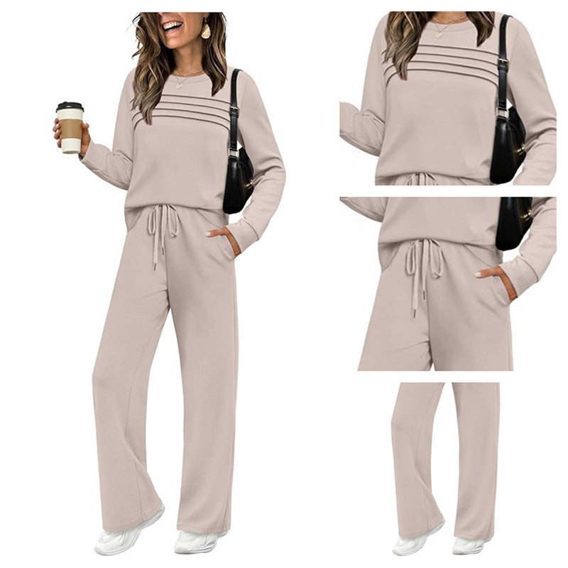 Lisa | Dames Comfort Set met Ronde Hals & Trekkoordbroek – Tijdloos, Zacht & Veelzijdig