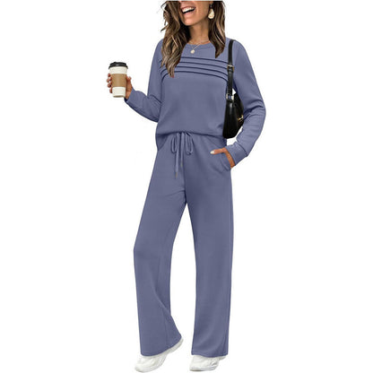 Lisa | Dames Comfort Set met Ronde Hals & Trekkoordbroek – Tijdloos, Zacht & Veelzijdig
